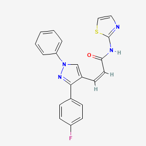 molecular formula C21H15FN4OS B5246858 (Z)-3-[3-(4-fluorophenyl)-1-phenylpyrazol-4-yl]-N-(1,3-thiazol-2-yl)prop-2-enamide 