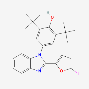 molecular formula C25H27IN2O2 B5246912 2,6-Ditert-butyl-4-[2-(5-iodofuran-2-yl)benzimidazol-1-yl]phenol 