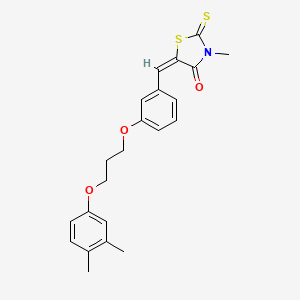 molecular formula C22H23NO3S2 B5247011 (5E)-5-[[3-[3-(3,4-dimethylphenoxy)propoxy]phenyl]methylidene]-3-methyl-2-sulfanylidene-1,3-thiazolidin-4-one 