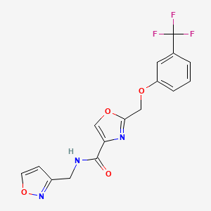 molecular formula C16H12F3N3O4 B5247049 N-(3-isoxazolylmethyl)-2-{[3-(trifluoromethyl)phenoxy]methyl}-1,3-oxazole-4-carboxamide 