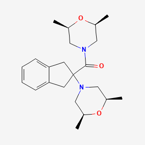 molecular formula C22H32N2O3 B5247050 (2R*,6S*)-4-(2-{[(2R*,6S*)-2,6-dimethyl-4-morpholinyl]carbonyl}-2,3-dihydro-1H-inden-2-yl)-2,6-dimethylmorpholine 