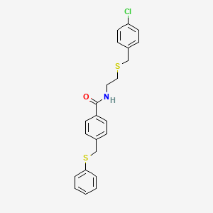 N-[2-[(4-chlorophenyl)methylsulfanyl]ethyl]-4-(phenylsulfanylmethyl)benzamide