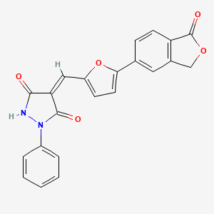 molecular formula C22H14N2O5 B5247208 4-{[5-(1-oxo-1,3-dihydro-2-benzofuran-5-yl)-2-furyl]methylene}-1-phenyl-3,5-pyrazolidinedione 