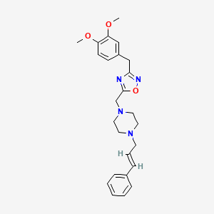 molecular formula C25H30N4O3 B5247265 1-{[3-(3,4-dimethoxybenzyl)-1,2,4-oxadiazol-5-yl]methyl}-4-[(2E)-3-phenyl-2-propen-1-yl]piperazine 