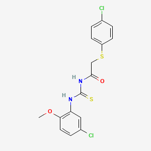 N-[(5-chloro-2-methoxyphenyl)carbamothioyl]-2-[(4-chlorophenyl)sulfanyl]acetamide