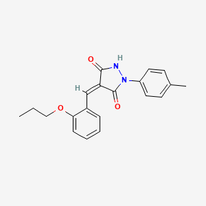 (4Z)-1-(4-methylphenyl)-4-[(2-propoxyphenyl)methylidene]pyrazolidine-3,5-dione