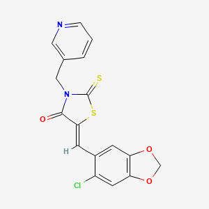 (5Z)-5-[(6-chloro-1,3-benzodioxol-5-yl)methylidene]-3-(pyridin-3-ylmethyl)-2-sulfanylidene-1,3-thiazolidin-4-one