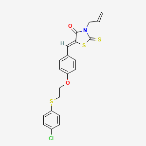 molecular formula C21H18ClNO2S3 B5247530 (5Z)-5-[(4-{2-[(4-CHLOROPHENYL)SULFANYL]ETHOXY}PHENYL)METHYLIDENE]-3-(PROP-2-EN-1-YL)-2-SULFANYLIDENE-1,3-THIAZOLIDIN-4-ONE 