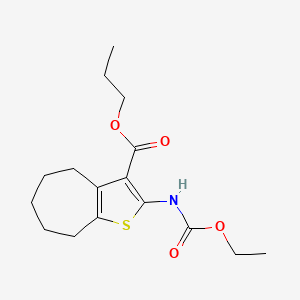 molecular formula C16H23NO4S B5247540 propyl 2-[(ethoxycarbonyl)amino]-5,6,7,8-tetrahydro-4H-cyclohepta[b]thiophene-3-carboxylate 