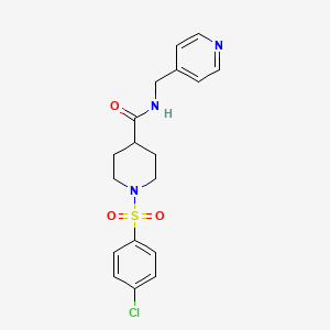 molecular formula C18H20ClN3O3S B5247553 1-[(4-chlorophenyl)sulfonyl]-N-(4-pyridinylmethyl)-4-piperidinecarboxamide 