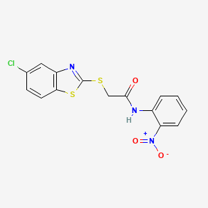 molecular formula C15H10ClN3O3S2 B5247587 2-[(5-chloro-1,3-benzothiazol-2-yl)sulfanyl]-N-(2-nitrophenyl)acetamide 