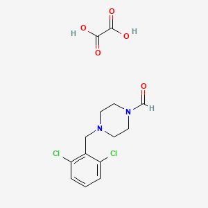 4-[(2,6-Dichlorophenyl)methyl]piperazine-1-carbaldehyde;oxalic acid