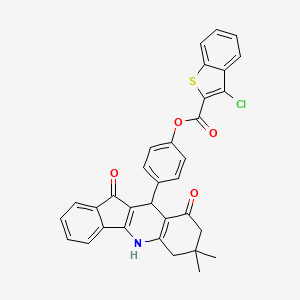 molecular formula C33H24ClNO4S B5247616 4-(7,7-dimethyl-9,11-dioxo-6,7,8,9,10,11-hexahydro-5H-indeno[1,2-b]quinolin-10-yl)phenyl 3-chloro-1-benzothiophene-2-carboxylate 