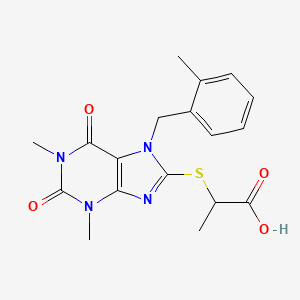 2-({1,3-DIMETHYL-7-[(2-METHYLPHENYL)METHYL]-2,6-DIOXO-2,3,6,7-TETRAHYDRO-1H-PURIN-8-YL}SULFANYL)PROPANOIC ACID