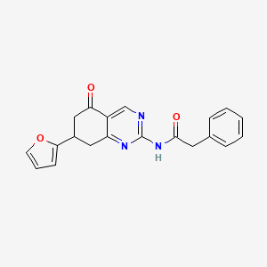 molecular formula C20H17N3O3 B5247725 N-[7-(furan-2-yl)-5-oxo-5,6,7,8-tetrahydroquinazolin-2-yl]-2-phenylacetamide 