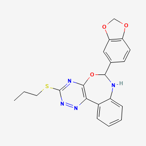 molecular formula C20H18N4O3S B5247761 6-(1,3-benzodioxol-5-yl)-3-(propylthio)-6,7-dihydro[1,2,4]triazino[5,6-d][3,1]benzoxazepine 