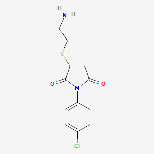 molecular formula C12H13ClN2O2S B5247842 3-(2-Amino-ethylsulfanyl)-1-(4-chloro-phenyl)-pyrrolidine-2,5-dione 