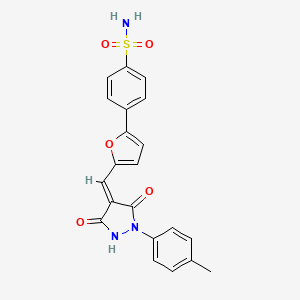 4-[5-[(Z)-[1-(4-methylphenyl)-3,5-dioxopyrazolidin-4-ylidene]methyl]furan-2-yl]benzenesulfonamide