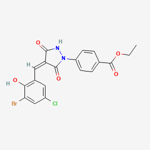 ethyl 4-[(4Z)-4-[(3-bromo-5-chloro-2-hydroxyphenyl)methylidene]-3,5-dioxopyrazolidin-1-yl]benzoate