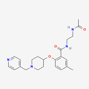 molecular formula C23H30N4O3 B5248012 N-(2-acetamidoethyl)-5-methyl-2-[1-(pyridin-4-ylmethyl)piperidin-4-yl]oxybenzamide 