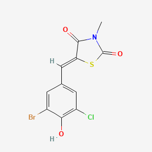 molecular formula C11H7BrClNO3S B5248015 (5Z)-5-(3-bromo-5-chloro-4-hydroxybenzylidene)-3-methyl-1,3-thiazolidine-2,4-dione 