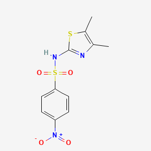 molecular formula C11H11N3O4S2 B5248040 N-(4,5-dimethyl-1,3-thiazol-2-yl)-4-nitrobenzenesulfonamide 