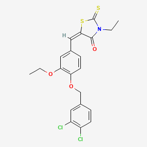 molecular formula C21H19Cl2NO3S2 B5248088 (5E)-5-[[4-[(3,4-dichlorophenyl)methoxy]-3-ethoxyphenyl]methylidene]-3-ethyl-2-sulfanylidene-1,3-thiazolidin-4-one 