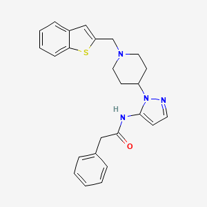 molecular formula C25H26N4OS B5248096 N-{1-[1-(1-benzothien-2-ylmethyl)-4-piperidinyl]-1H-pyrazol-5-yl}-2-phenylacetamide 