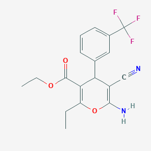 ethyl 6-amino-5-cyano-2-ethyl-4-[3-(trifluoromethyl)phenyl]-4H-pyran-3-carboxylate