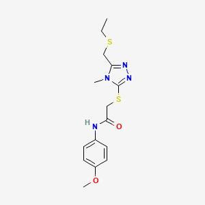 molecular formula C15H20N4O2S2 B5248168 2-({5-[(ethylthio)methyl]-4-methyl-4H-1,2,4-triazol-3-yl}thio)-N-(4-methoxyphenyl)acetamide 