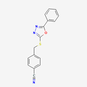 molecular formula C16H11N3OS B5248201 4-{[(5-phenyl-1,3,4-oxadiazol-2-yl)thio]methyl}benzonitrile 