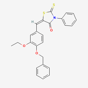 molecular formula C25H21NO3S2 B5248253 (5E)-5-{[4-(Benzyloxy)-3-ethoxyphenyl]methylidene}-3-phenyl-2-sulfanylidene-1,3-thiazolidin-4-one 