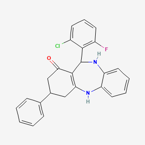 molecular formula C25H20ClFN2O B5248308 11-(2-chloro-6-fluorophenyl)-3-phenyl-3,4,10,11-tetrahydro-2H-dibenzo[b,e][1,4]diazepin-1-ol 