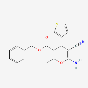 molecular formula C19H16N2O3S B5248328 benzyl 6-amino-5-cyano-2-methyl-4-(thiophen-3-yl)-4H-pyran-3-carboxylate 