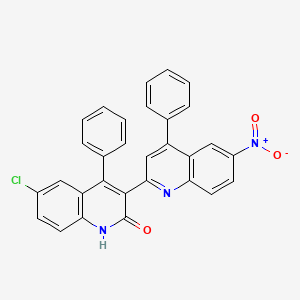 molecular formula C30H18ClN3O3 B5248365 6-chloro-3-(6-nitro-4-phenylquinolin-2-yl)-4-phenyl-1H-quinolin-2-one 