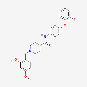 molecular formula C26H27FN2O4 B5248386 N-[4-(2-fluorophenoxy)phenyl]-1-(2-hydroxy-4-methoxybenzyl)-4-piperidinecarboxamide 