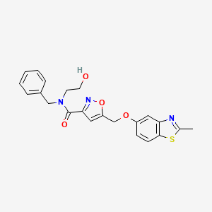 molecular formula C22H21N3O4S B5248400 N-benzyl-N-(2-hydroxyethyl)-5-{[(2-methyl-1,3-benzothiazol-5-yl)oxy]methyl}-3-isoxazolecarboxamide 