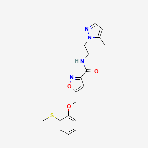 molecular formula C19H22N4O3S B5248515 N-[2-(3,5-dimethyl-1H-pyrazol-1-yl)ethyl]-5-{[2-(methylthio)phenoxy]methyl}-3-isoxazolecarboxamide 