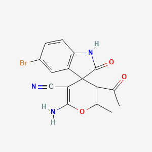 molecular formula C16H12BrN3O3 B5248517 5'-acetyl-2'-amino-5-bromo-6'-methyl-2-oxo-1,2-dihydrospiro[indole-3,4'-pyran]-3'-carbonitrile 