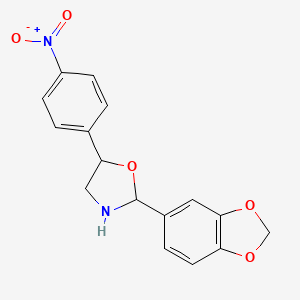 molecular formula C16H14N2O5 B5248527 2-(1,3-benzodioxol-5-yl)-5-(4-nitrophenyl)-1,3-oxazolidine 