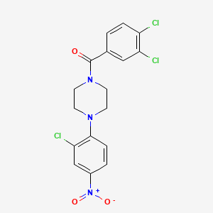 molecular formula C17H14Cl3N3O3 B5248588 1-(2-chloro-4-nitrophenyl)-4-(3,4-dichlorobenzoyl)piperazine 