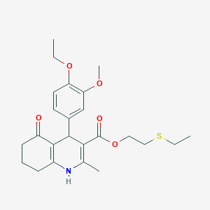 2-(ethylthio)ethyl 4-(4-ethoxy-3-methoxyphenyl)-2-methyl-5-oxo-1,4,5,6,7,8-hexahydro-3-quinolinecarboxylate