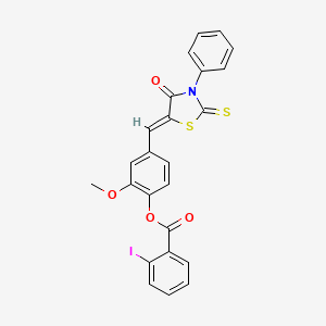 molecular formula C24H16INO4S2 B5248694 [2-methoxy-4-[(Z)-(4-oxo-3-phenyl-2-sulfanylidene-1,3-thiazolidin-5-ylidene)methyl]phenyl] 2-iodobenzoate 