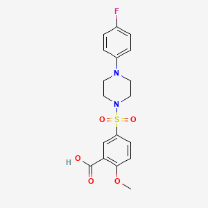 molecular formula C18H19FN2O5S B5248706 5-[4-(4-Fluorophenyl)piperazin-1-yl]sulfonyl-2-methoxybenzoic acid 