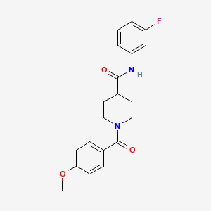 molecular formula C20H21FN2O3 B5248714 N-(3-fluorophenyl)-1-(4-methoxybenzoyl)piperidine-4-carboxamide 