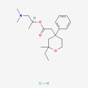 molecular formula C21H34ClNO3 B5248752 2-(dimethylamino)-1-methylethyl (2-ethyl-2-methyl-4-phenyltetrahydro-2H-pyran-4-yl)acetate hydrochloride 