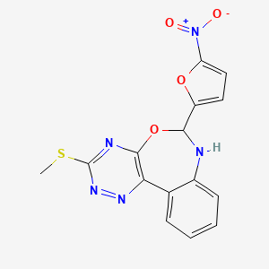 molecular formula C15H11N5O4S B5248767 3-(METHYLSULFANYL)-6-(5-NITRO-2-FURYL)-6,7-DIHYDRO[1,2,4]TRIAZINO[5,6-D][3,1]BENZOXAZEPINE 