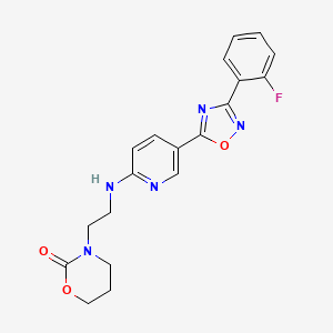 molecular formula C19H18FN5O3 B5248824 3-[2-({5-[3-(2-fluorophenyl)-1,2,4-oxadiazol-5-yl]-2-pyridinyl}amino)ethyl]-1,3-oxazinan-2-one 