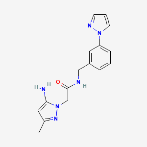 2-(5-amino-3-methylpyrazol-1-yl)-N-[(3-pyrazol-1-ylphenyl)methyl]acetamide