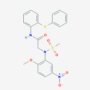 molecular formula C22H21N3O6S2 B5248943 N~2~-(2-methoxy-5-nitrophenyl)-N~2~-(methylsulfonyl)-N~1~-[2-(phenylthio)phenyl]glycinamide 